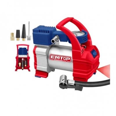 Compresor 12V 140Psi 4 Picos 3Mts C/luz Emtop Eaac3501